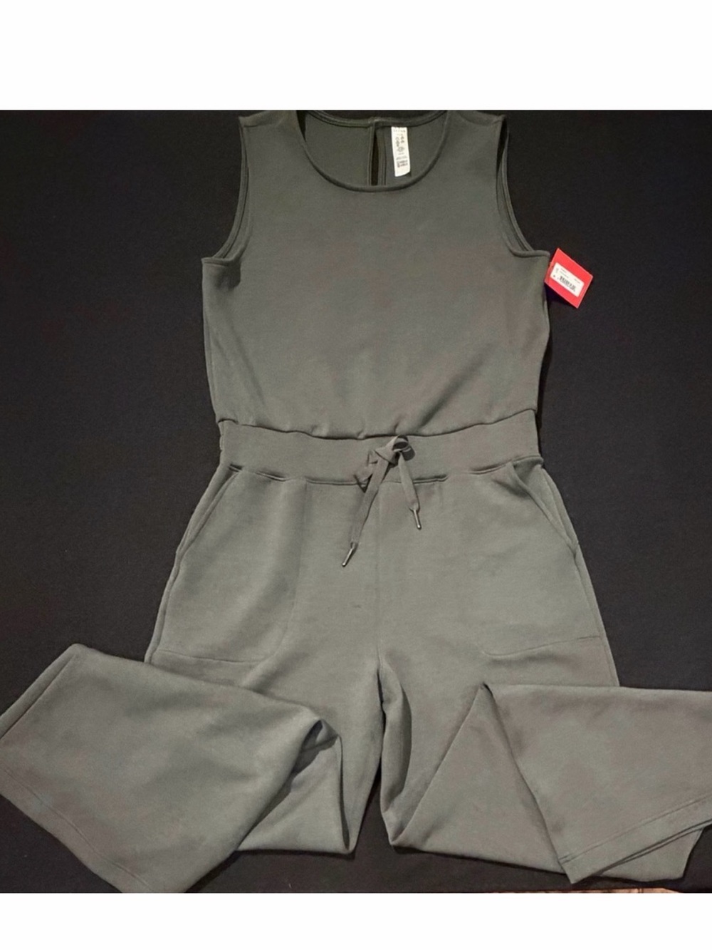 Spanx Air Essentials Sleeveless Jumpsuit Dark Palm Green Size Large Petite